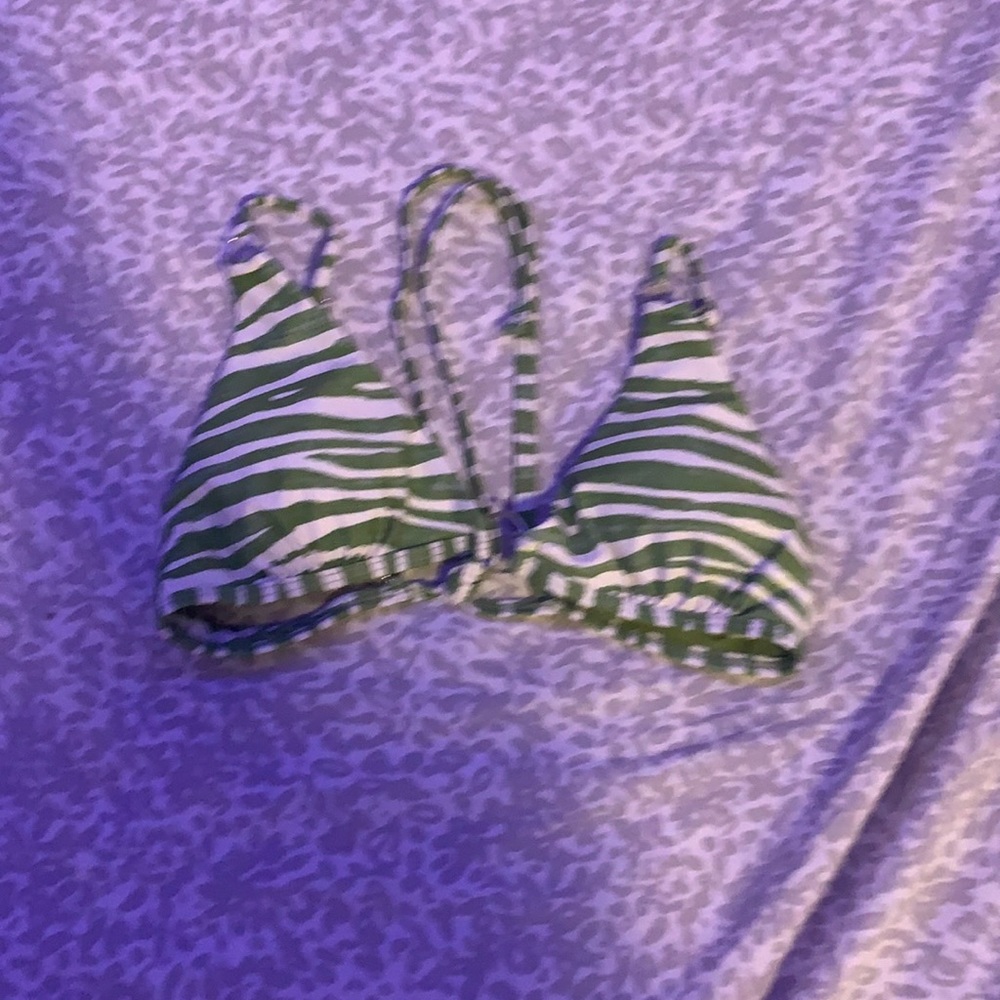 trendy green zebra print bikini top